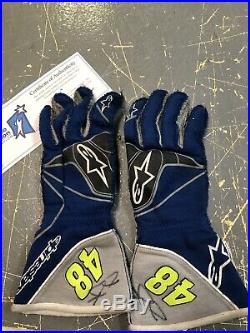 Jimmie Johnson 2016 7X Champ Race Used Signed Drivers Gloves With COA