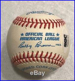 Joe Dimaggio Signed / Autographed Bobby Brown Baseball COA NY Yankees