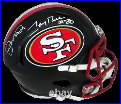 Joe Montana & Jerry Rice Signed San Francisco 49ers Full Size Black Helmet Bas