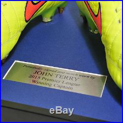 John Terry Signed Match Worn Yellow Nike Tiempos 2014/2015 Acrylic Case