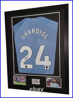 Josko Gvardiol Manchester City 2023/24 Premier League Signed Framed Shirt
