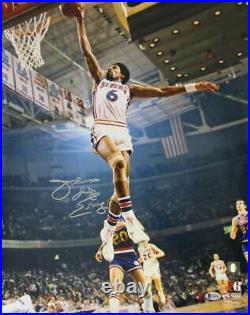 Julius Erving Autographed/Signed Philadelphia 76ers 16x20 Photo BAS 30626