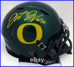 Justin Herbert Autographed Signed Oregon Green Speed Mini Helmet Beckett 161469