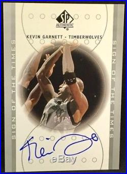 KEVIN GARNETT 00-01 UD SP Authentic SIGN OF THE TIMES PLATINUM AUTO SP #14/21