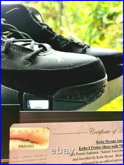 KOBE BRYANT SIGNED K0BE 1 MAMBA DAY Protro Shoes Black Mamba Inscription PANINI
