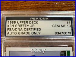 Ken Griffey Jr. RC 1989 Upper Deck #1 PSA 10 signed auto autograph HOF