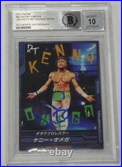 Kenny Omega Signed 2013 New Japan Pro Wrestling Rookie Card 42 BAS COA RC Gem 10