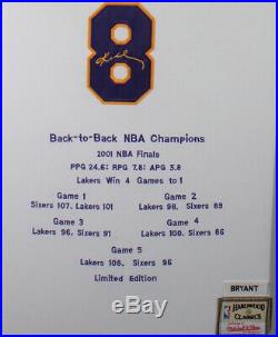 Kobe Bryant Custom Framed Jersey, Signed Photo & 2001 NBA Finals Media Pass! COA