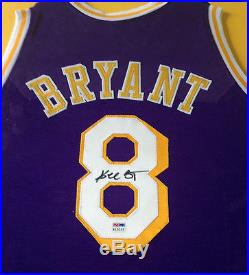 Kobe Bryant Signed framed purple Lakers #8 Jersey BOLD Full auto 32x40 PSA COA