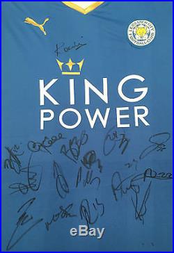 Leicester City Signed Premiership Champions Football Shirt 2016+photo Proof