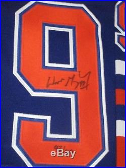 LE 99 Wayne Gretzky Edmonton Oilers Signed Patch Official Jersey UDA JSA AUTO