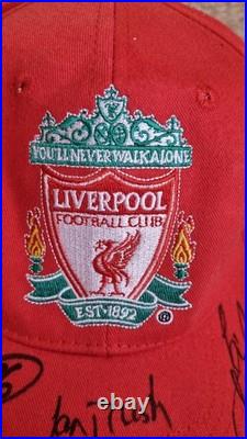 LFC Liverpool hand Signed Cap Carragher Rush Adams Thompson 100% Authentic