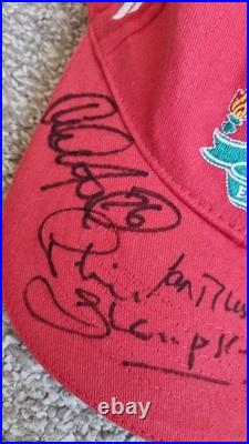 LFC Liverpool hand Signed Cap Carragher Rush Adams Thompson 100% Authentic