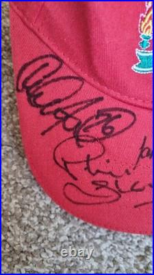 LFC Liverpool hand Signed Cap Carragher Rush Adams Thompson 100% Authentic