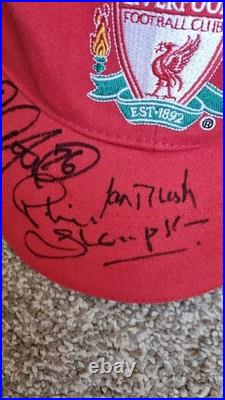 LFC Liverpool hand Signed Cap Carragher Rush Adams Thompson 100% Authentic