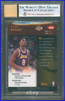 Lakers Kobe Bryant Signed 1998 Topps #AG9 Rookie Card Grade 9 Auto 10 BAS Slab