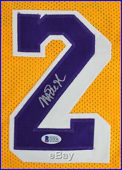 Lakers Magic Johnson Authentic Signed Yellow Jersey Autographed BAS Witnessed 2