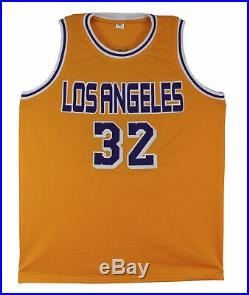 Lakers Magic Johnson Authentic Signed Yellow Jersey Autographed BAS Witnessed 2