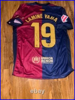 Lamine Yamal Hand Signed Barcelona home Shirt With Coa Included