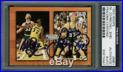 Larry Bird & Magic Johnson Authentic Signed Card 1993 Hoops #MB1 PSA/DNA Slabbed
