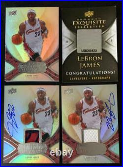 LeBron James 2008-09 UD Exquisite Lot of (4) Signed AUTO with Jersey Patch + Box