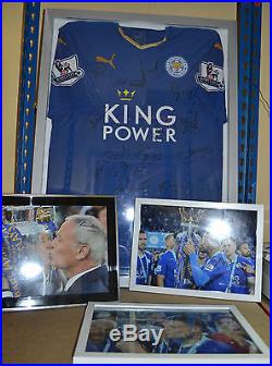 Leicester City 2016 Signed Shirt X13 PLAYERS + 3 SIGNED PHOTOS