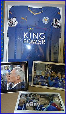 Leicester City 2016 Signed Shirt X13 PLAYERS + 3 SIGNED PHOTOS