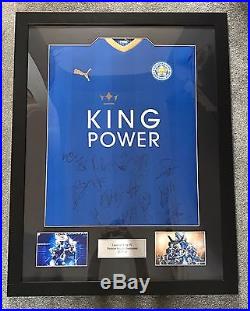 Leicester City FC Hand Signed 2015/16 Squad Framed Shirt Memorabilia COA