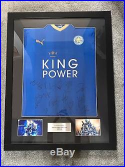 Leicester City FC Hand Signed 2015/16 Squad Framed Shirt Memorabilia COA