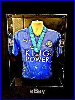 Leicester City Squad Signed Premier League Champions Shirt & Medal Display Coa