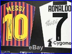 Lionel Messi Barcelona & Cristiano Ronaldo Juventus Framed Signed Shirt Display
