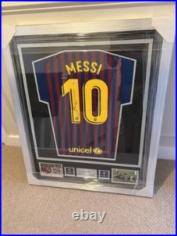 Lionel Messi Hand Signed and Framed Barcelona Shirt Beckett Authenticated COA