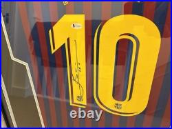 Lionel Messi Hand Signed and Framed Barcelona Shirt Beckett Authenticated COA