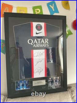 Lionel Messi, Neymar Jr & Kylian Mbappe Hand Signed And Framed PSG Shirt COA