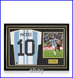Lionel Messi Official FIFA World Cup Back Official Signed and Hero Framed Argent
