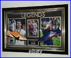 Lionel Messi and Cristiano Ronaldo Signed Football Boots Autographed Display