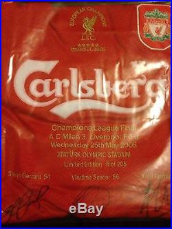 Liverpool 2005 Istanbul Signed Embroidered Limited Shirt Gerrard Alonso Smicer 5