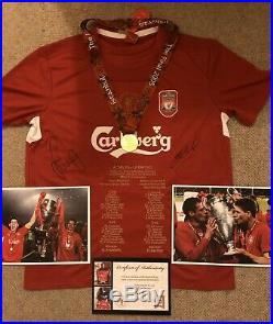 Liverpool Fc Signed Carragher Gerrard Istanbul Shirt COA