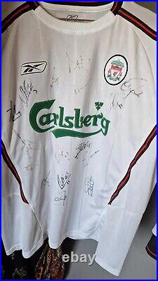 Liverpool Football Club 2003-2004 squad hand signed shirt