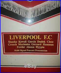 Liverpool League Cup Winning Hand Signed Team Pennant with COA ProfessioalFramed