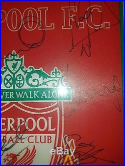 Liverpool League Cup Winning Hand Signed Team Pennant with COA ProfessioalFramed