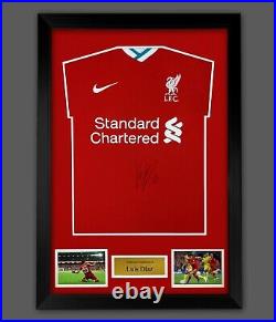Luis Diaz Front Hand Signed Liverpool Fc Football Shirt In A Framed Display