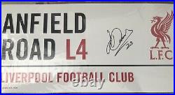 Luis Diaz signed Anfield Road sign