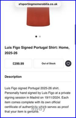 Luis Figo Signed Portugal Shirt With COA