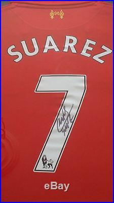 Luis Suarez & Steven Gerrard Dual Framed Hand Signed Liverpool Shirts 2014/2015