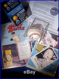 MICKEY MANTLE Single Signed MLB Baseball PSA/DNA PreCert with Comics and Cards