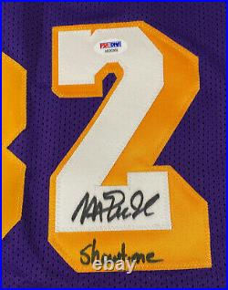Magic Johnson Signed Purple Jersey with Showtime Inscription Auto PSA DNA COA