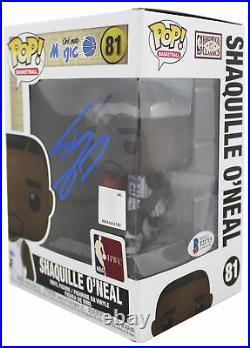 Magic Shaquille O'Neal Signed NBA HWC Funko Pop Vinyl Figure with Blue Sig BAS