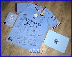 Manchester City 22/23 Treble Winning Squad Shirt Signed Inc. Official #02934 COA