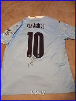 Manchester City Number 10 Home Man City Shirt Signed Sergio Kun Aguero